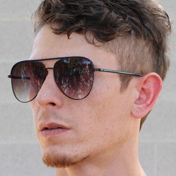 Large Aviator Sunglasses Gradient Lens Metal Frame UV Protection Men Women main image 6